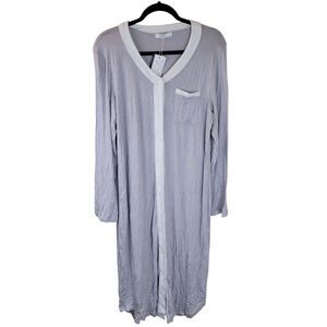 We Beautiful Queen WBQ Womens Sz M Gray Solid Long Sleeve Sleepwear Dress